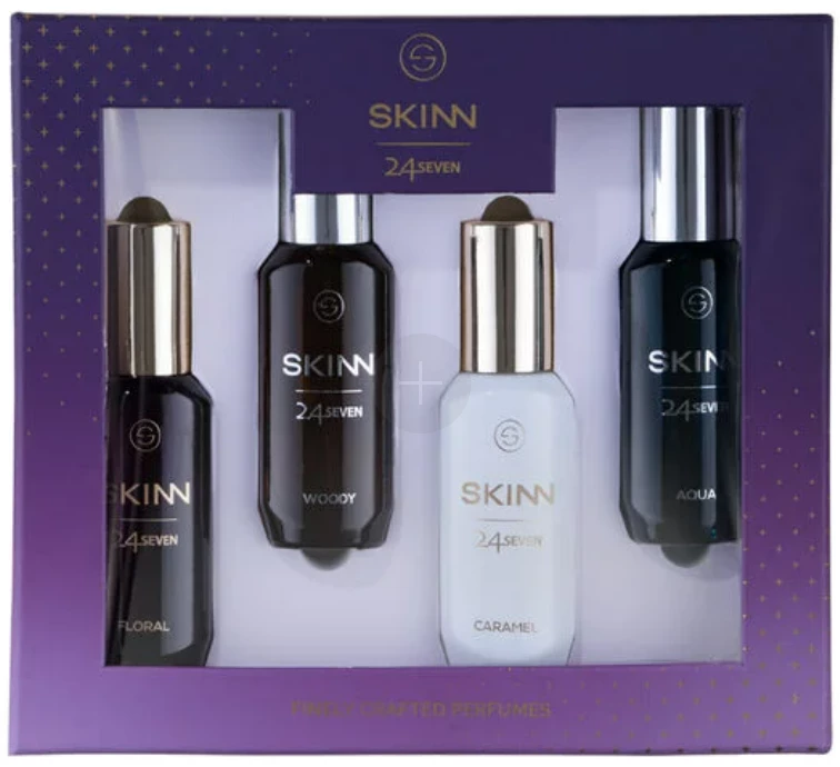 Skinn 24Seven Gift Pack EDP - 20 ml x 4, Perfume for men & women