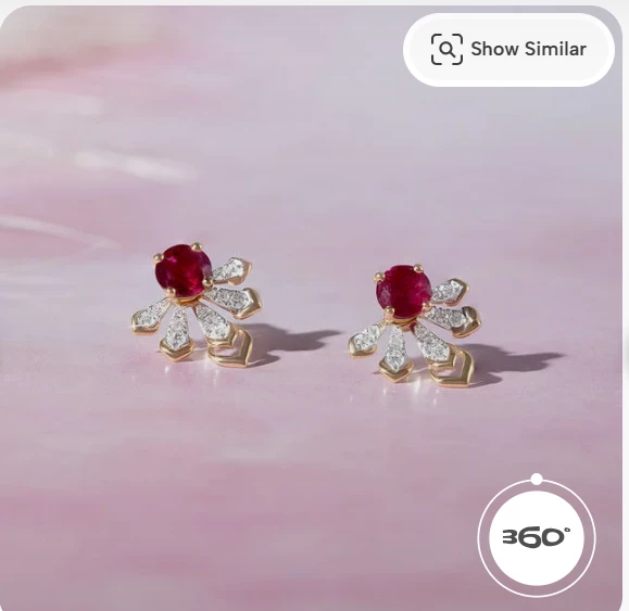 Radiant Spiral Ruby & Diamond Stud Earrings