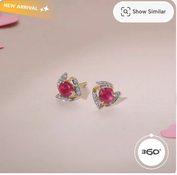 Ruby Rush Diamond & Gold Stud Earrings