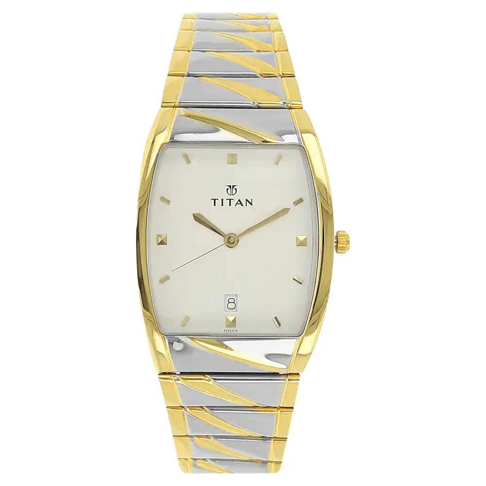 White Dial Silver Stainless Steel Strap Watch | TITAN