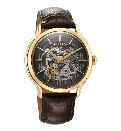 Titan Nebula Art Deco Skeleton Automatic 18 Karat Solid Gold Watch for Men