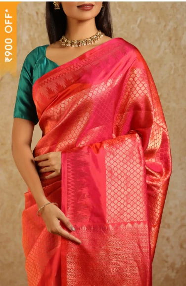 Red South Pure Silk Woven Saree